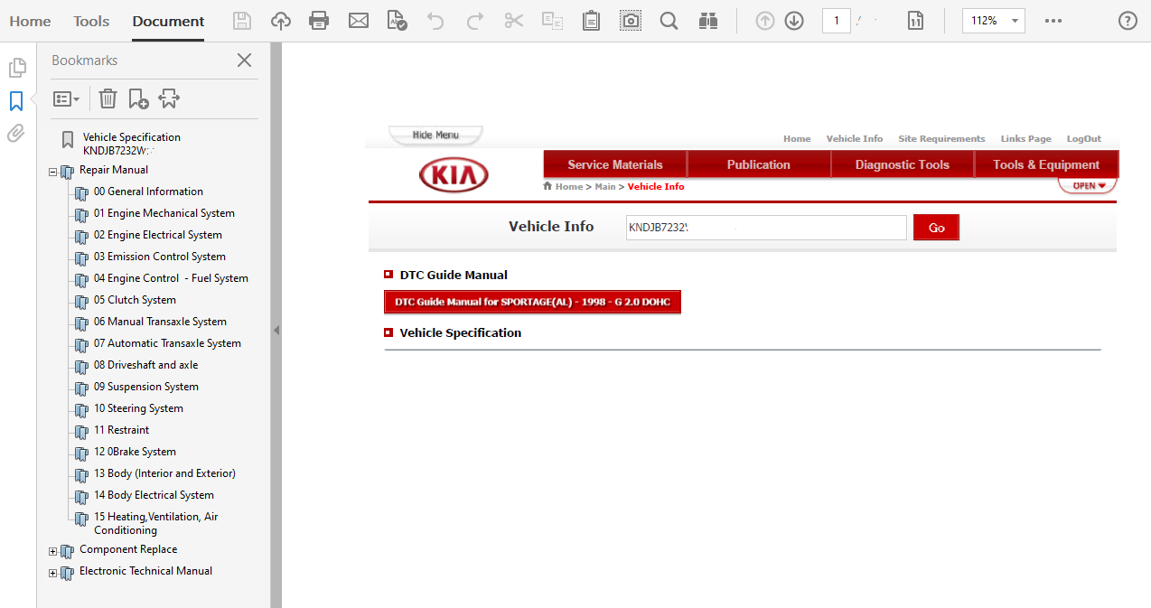 1998 Kia Sportage Repair Manual