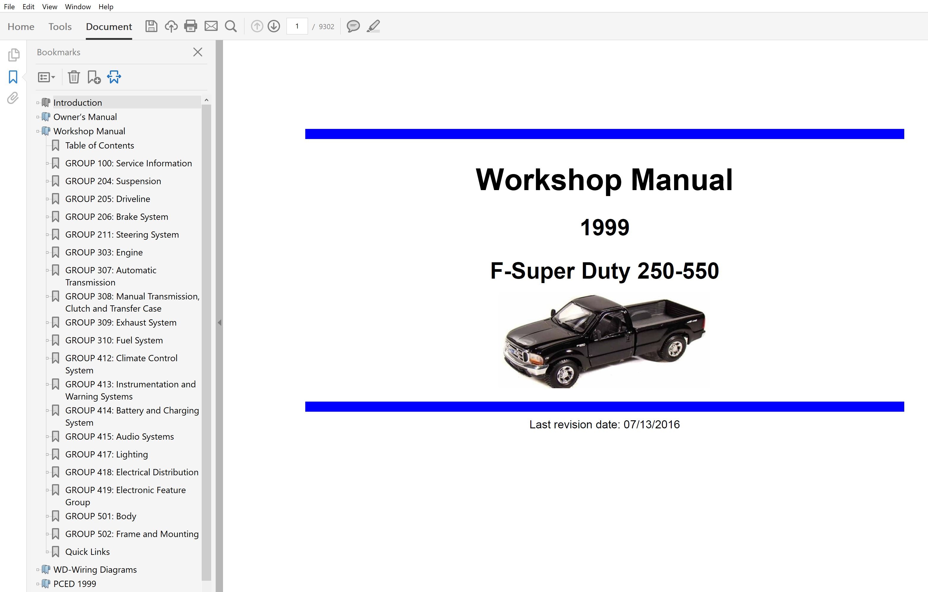 1999 Ford F250 F350 F450 F550 repair manual