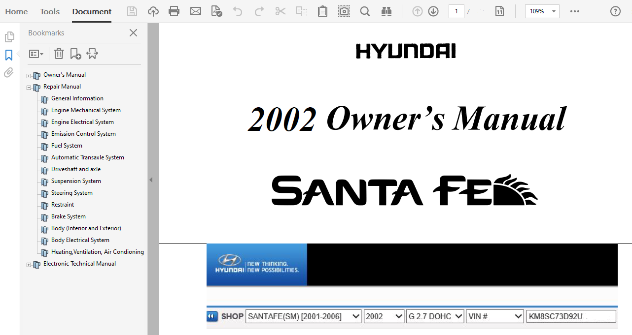 2002 Hyundai Santa Fe repair manual