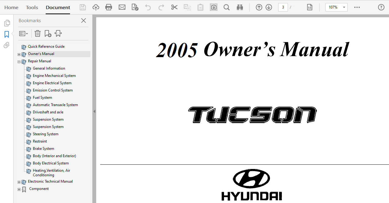 2005 Hyundai Tucson repair manual