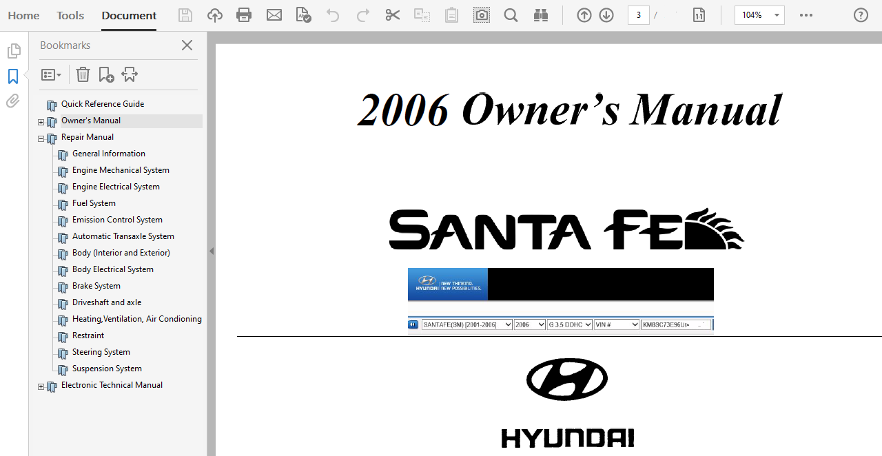 2006 Hyundai Santa Fe repair manual