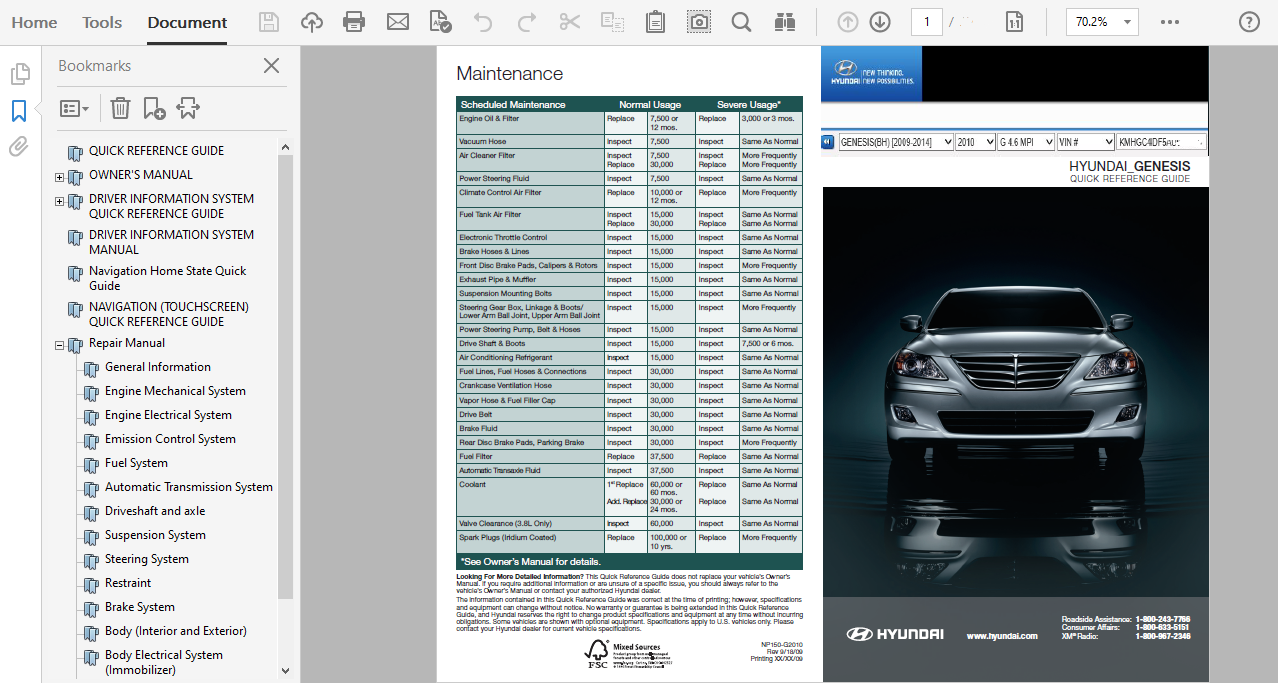 2010 Hyundai Genesis repair manual