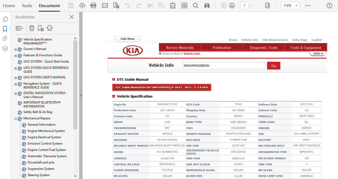 2011 Kia Optima Hybrid repair manual