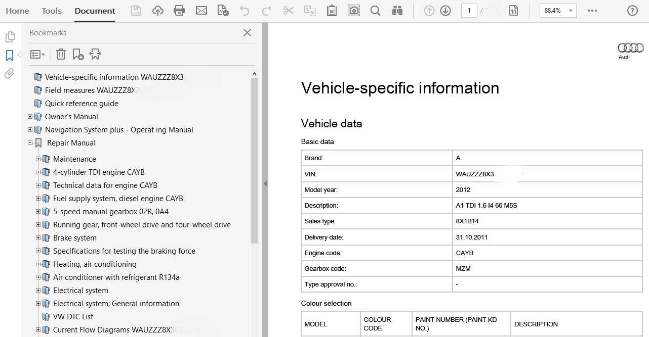 2012 Audi A1 repair manual