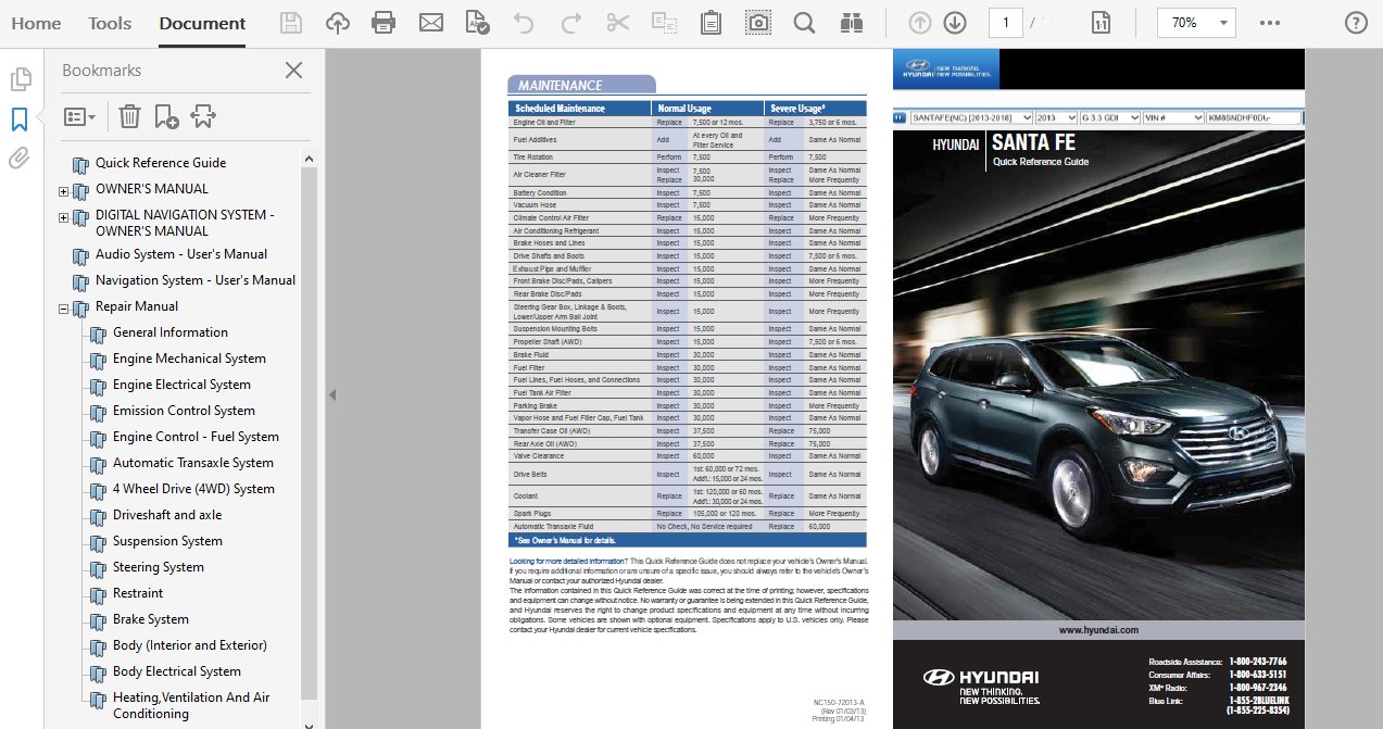 2013 Hyundai Santa Fe repair manual