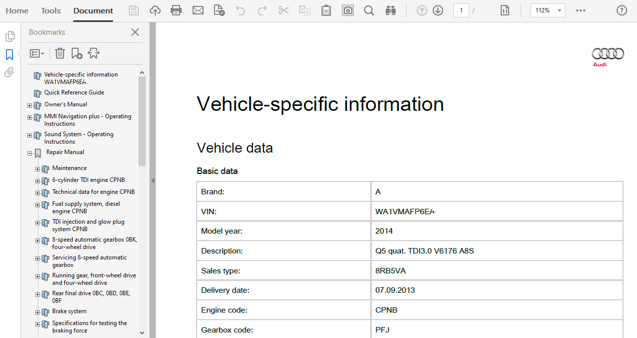 2014 Audi Q5 repair manual