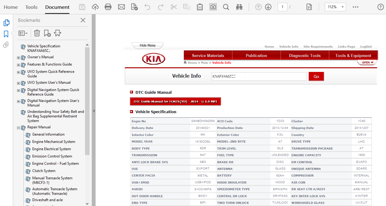 2014 Kia Forte repair manual