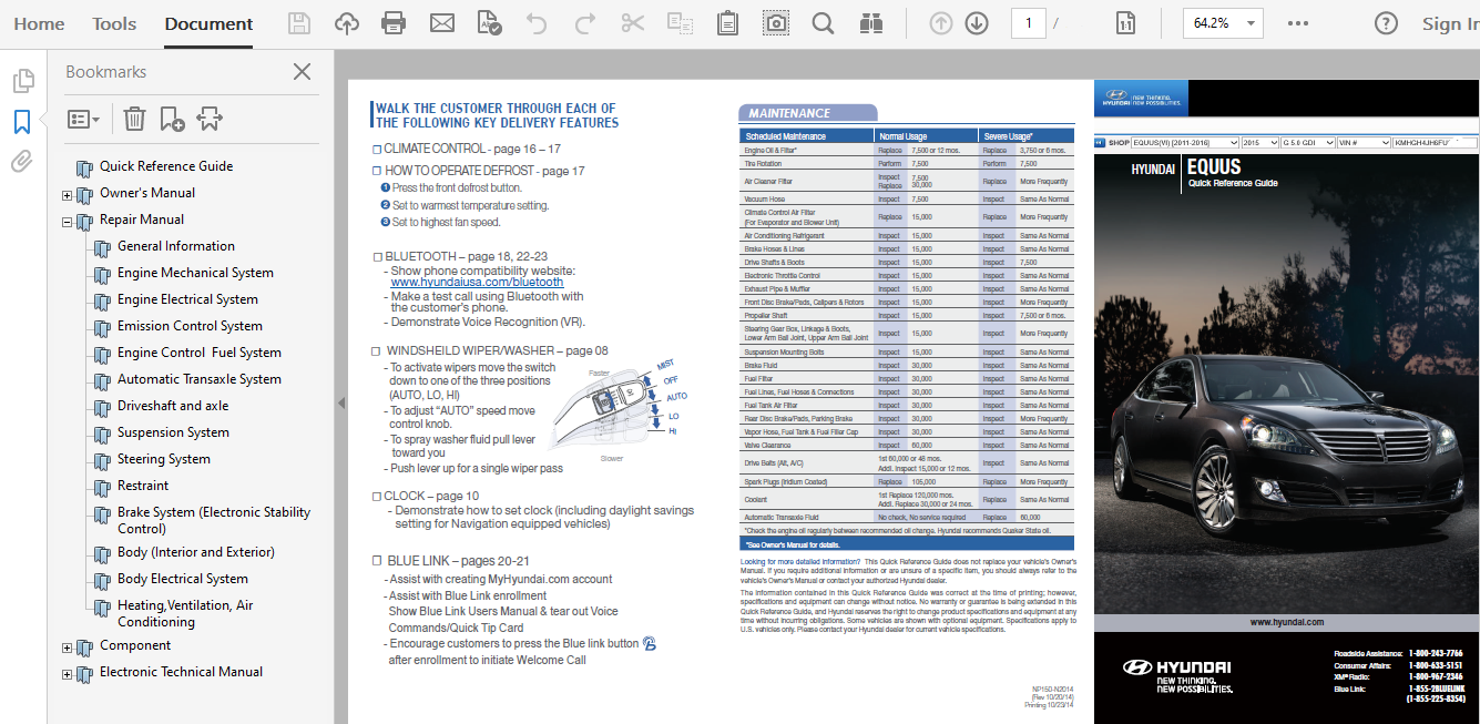 2015 Hyundai Equus repair manual