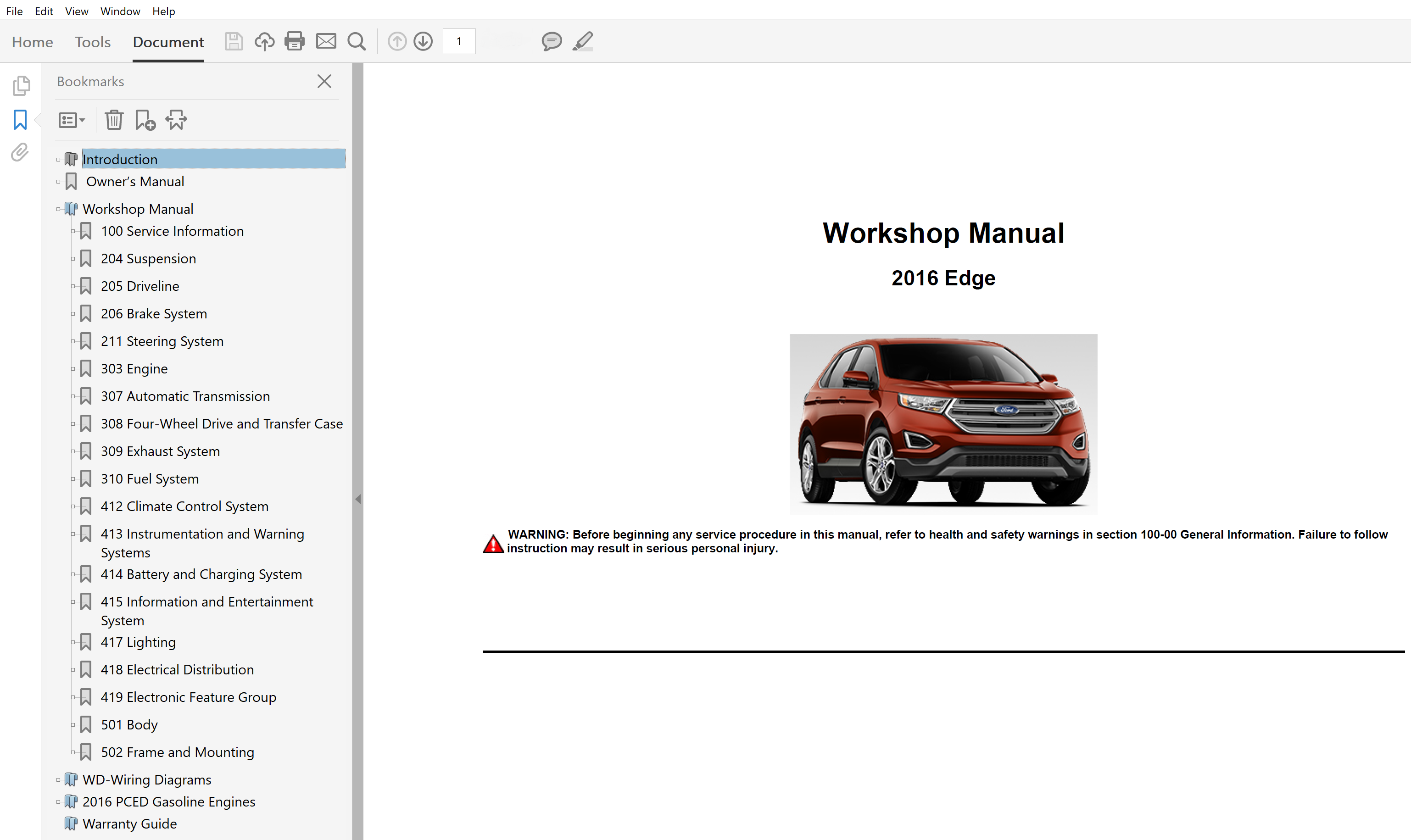 2016 Ford Edge repair manual