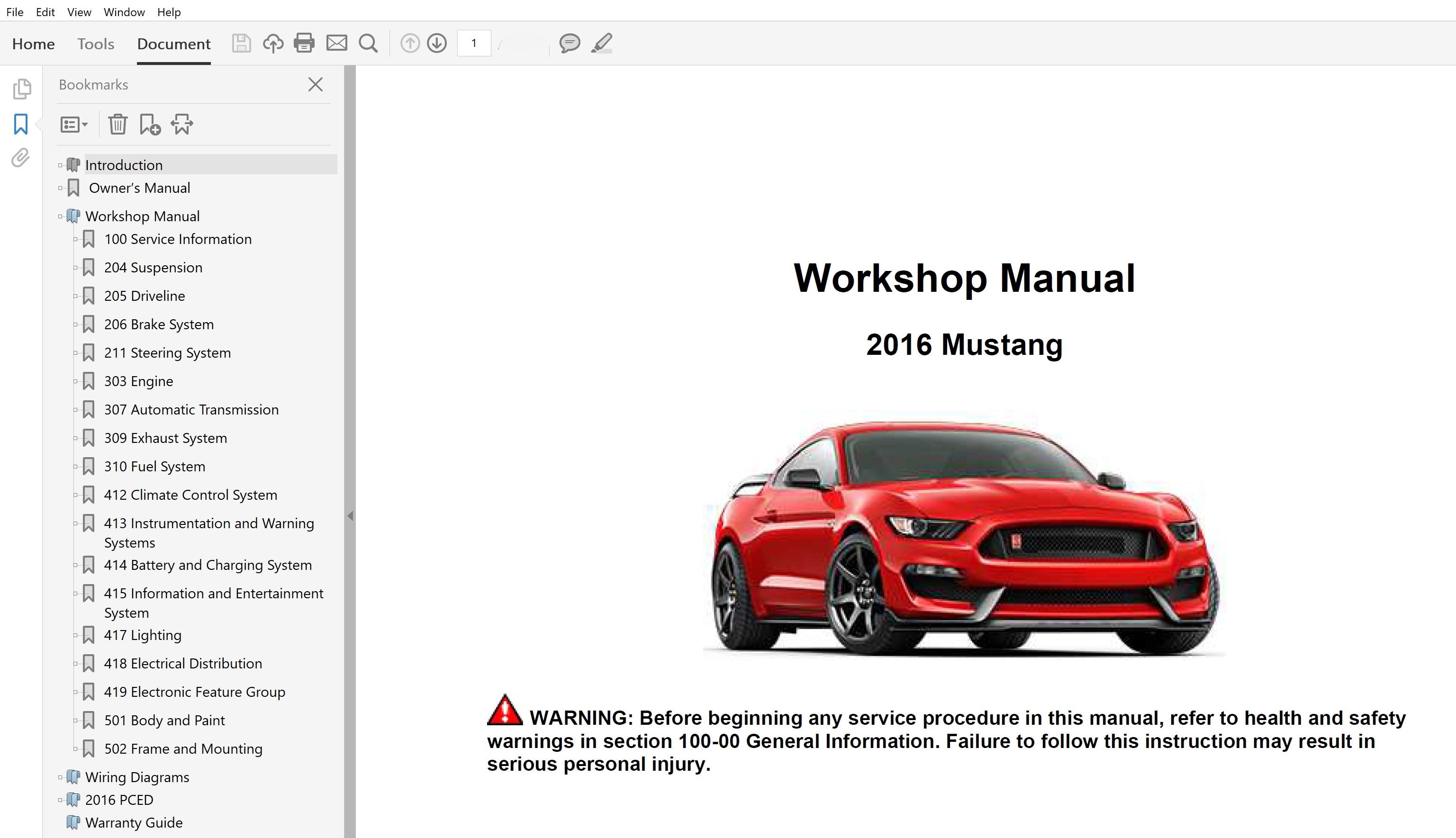 2016 Ford Mustang repair manual