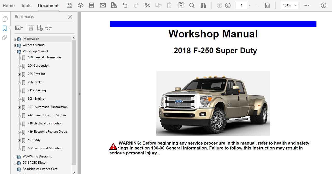 2018 Ford F250 F350 F450 F550 repair manual