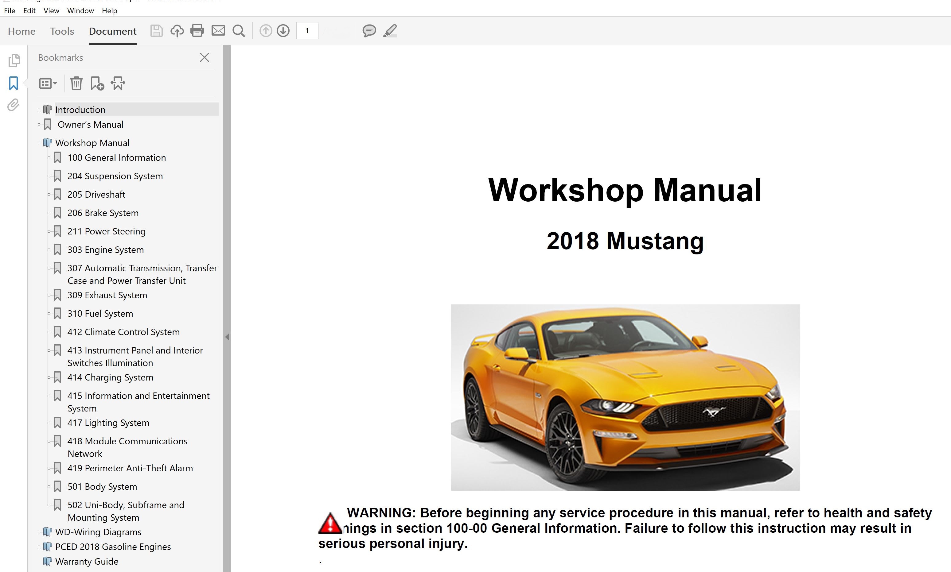 2018 Ford Mustang repair manual