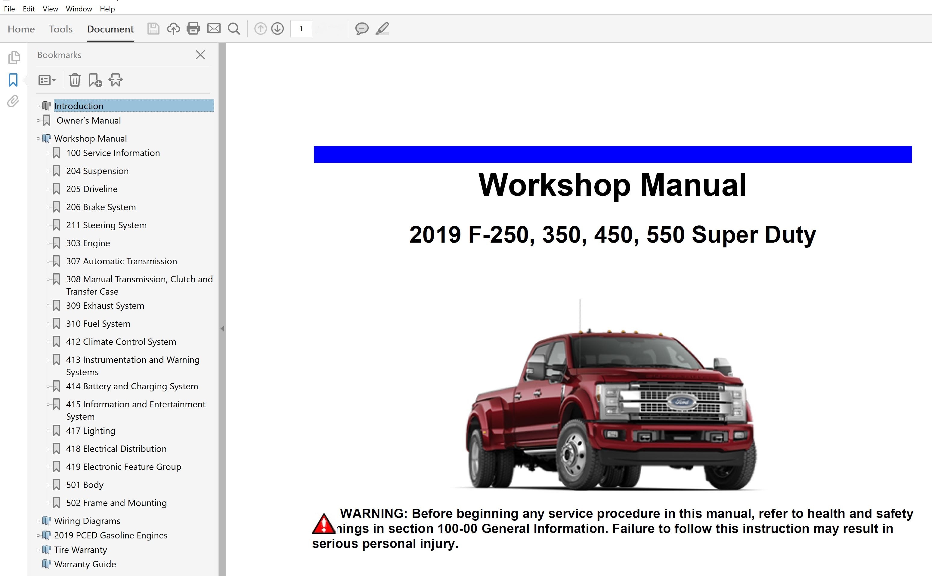 2019 Ford F250 F350 F450 F550 repair manual