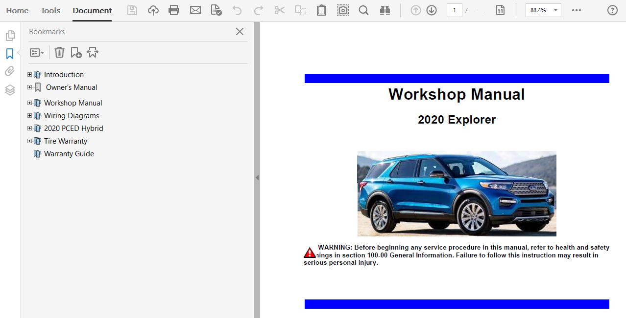 2020 Ford Explorer repair manual