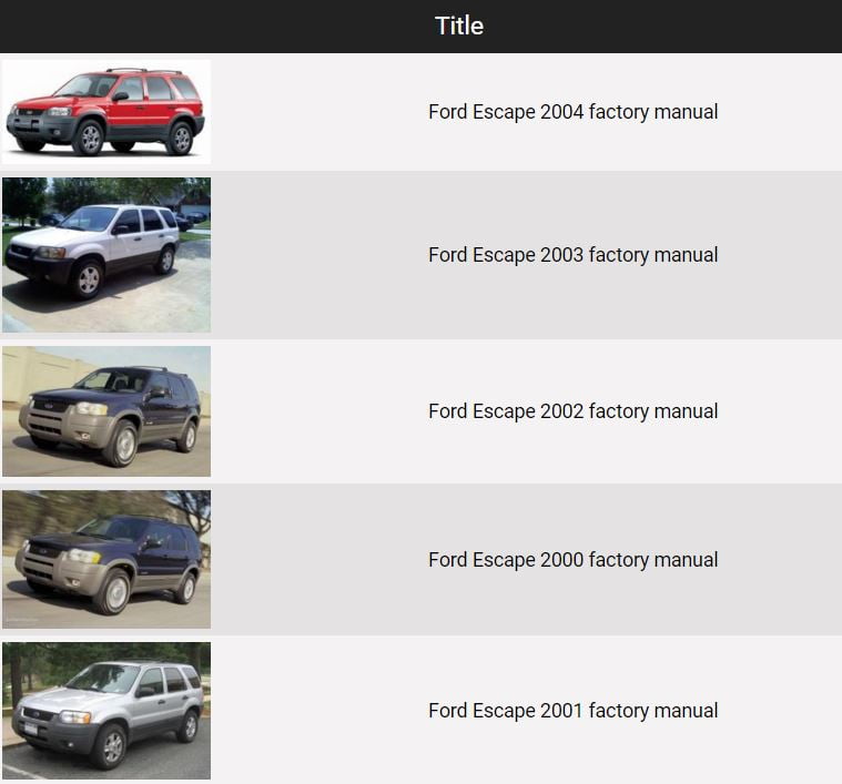 Ford Escape 2000 2001 2002 2003 2004 repair manual