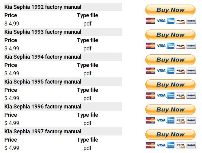 Kia Sephia 1992 1993 1994 1995 1996 1997 repair manual