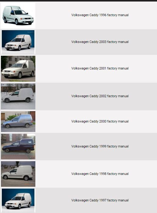 Volkswagen Caddy 1996 1997 1998 1999 2000 2001 2002 2003 factory repair manual