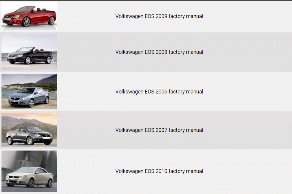 Volkswagen EOS 2006 2007 2008 2009 2010 factory repair manual