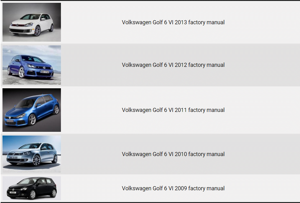 Volkswagen Golf 6 VI 2009 2010 2011 2012 2013 factory repair manual