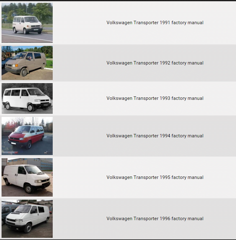 Volkswagen Transporter 1991 1992 1993 1994 1995 1996 repair manual