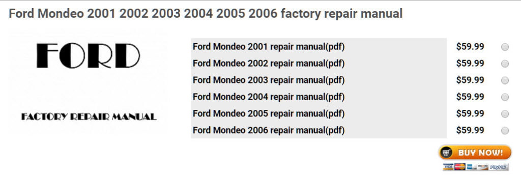 Ford Mondeo 2001-2006 repair manual | Factory Manual